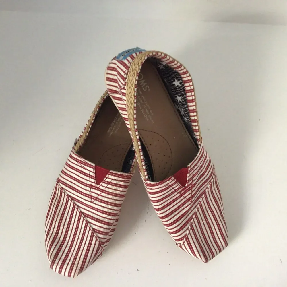 Toms Americana Red Stripe Classics Flats Sz 7W